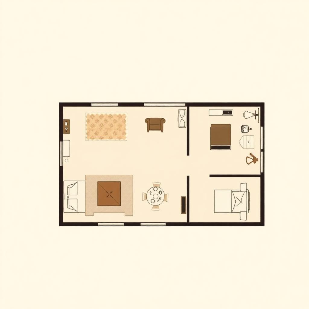 Möblierter Grundriss einer Wohnung